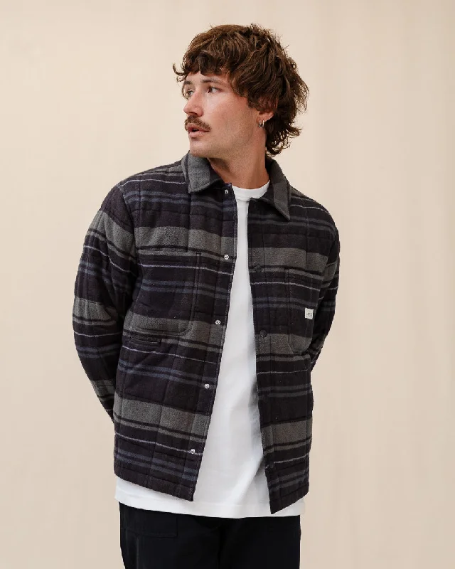 Men's Casual Friday Shirts for Relaxed Office DaysPitsford Quilted Flannel Overshirt - Charcoal