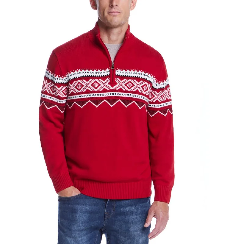 Mens Printed Knit Pullover Sweater