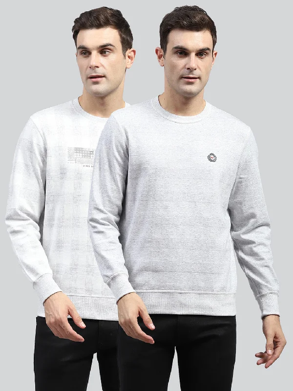 Men's Shirts with Full PlacketsMen Off White Printed Round Neck Full Sleeve Winter T-Shirt
