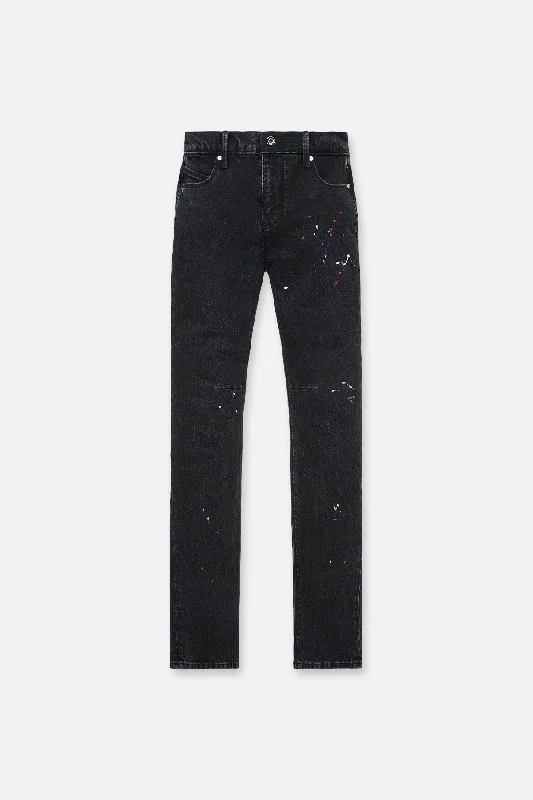 Men's Solid-Colored Pants for VersatilityOLIVIER SKINNY JEAN | BLACK TRI PAINT