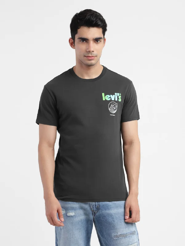 Men's Pattern-Play Shirts for a Fun TwistMen's Grey Printed Crew Neck T Shirt