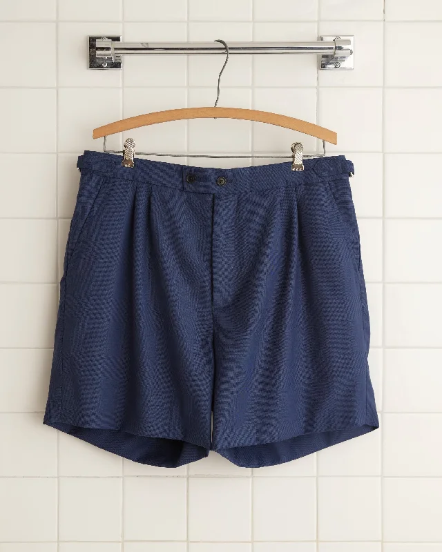 Men's Patterned Pants with Camouflage PrintsNight Blue Wool Shorts - 34