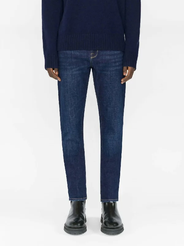 Men's Jeans with EmbroideryL'homme Slim Jean In Baltic