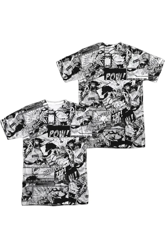 Striped Men's TopsSuperman Comic Strips (Front/Back Print) Short Sleeve Adult 100% Poly Crew Tee / T-Shirt
