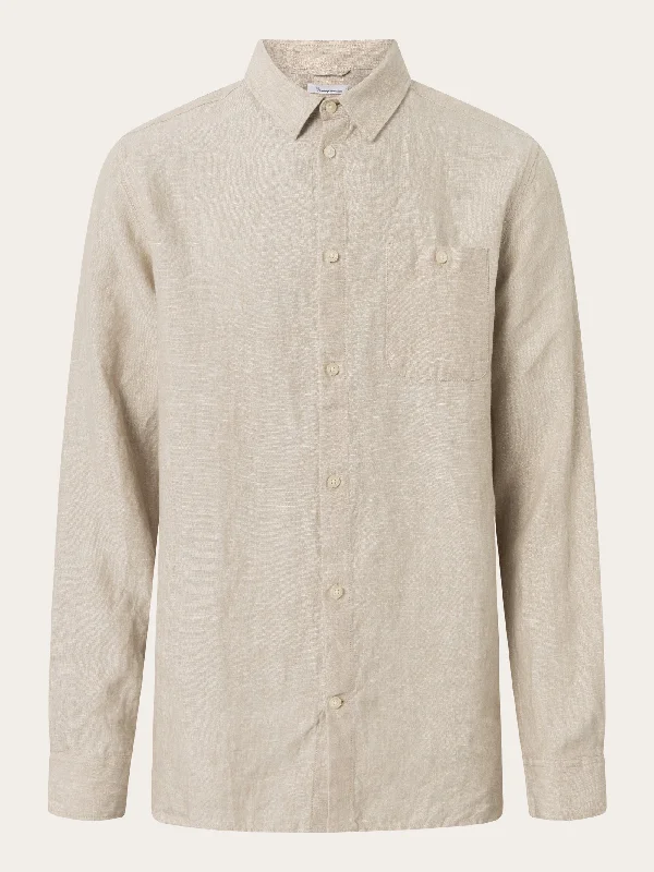 Stylish Men's Graphic T-ShirtsLinen custom fit LS shirt - Light feather gray
