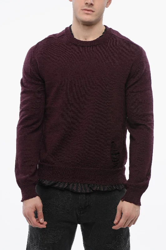 Maison Margiela Mm4 Wool Pullover With Double-Layered Design