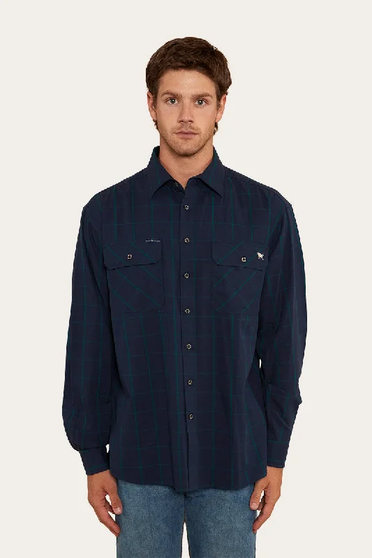 Men's Tab-Collar Shirts for a Crisp LookRichmond Mens Full Button Work Shirt - Navy