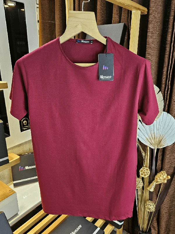 Durable Men's Work ShirtsPlain Fourway T Shirt Maroon