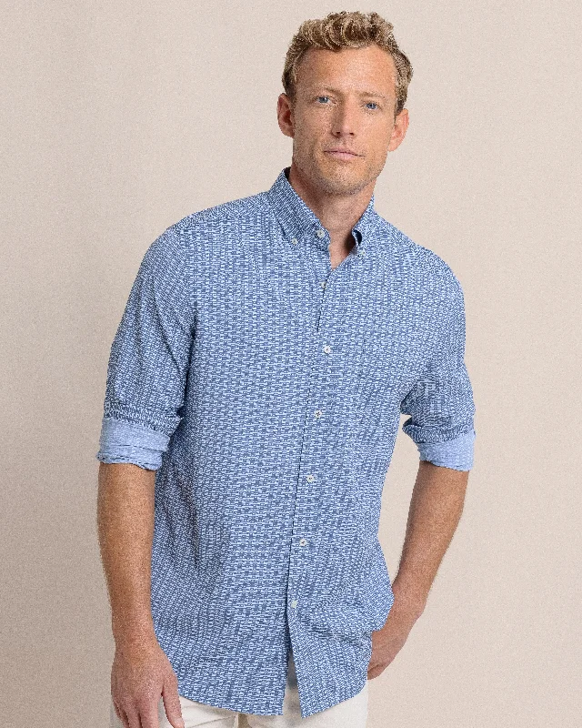 Breathable Men's Linen ShirtsPop Lock and Dock It Intercoastal Long Sleeve Sport Shirt