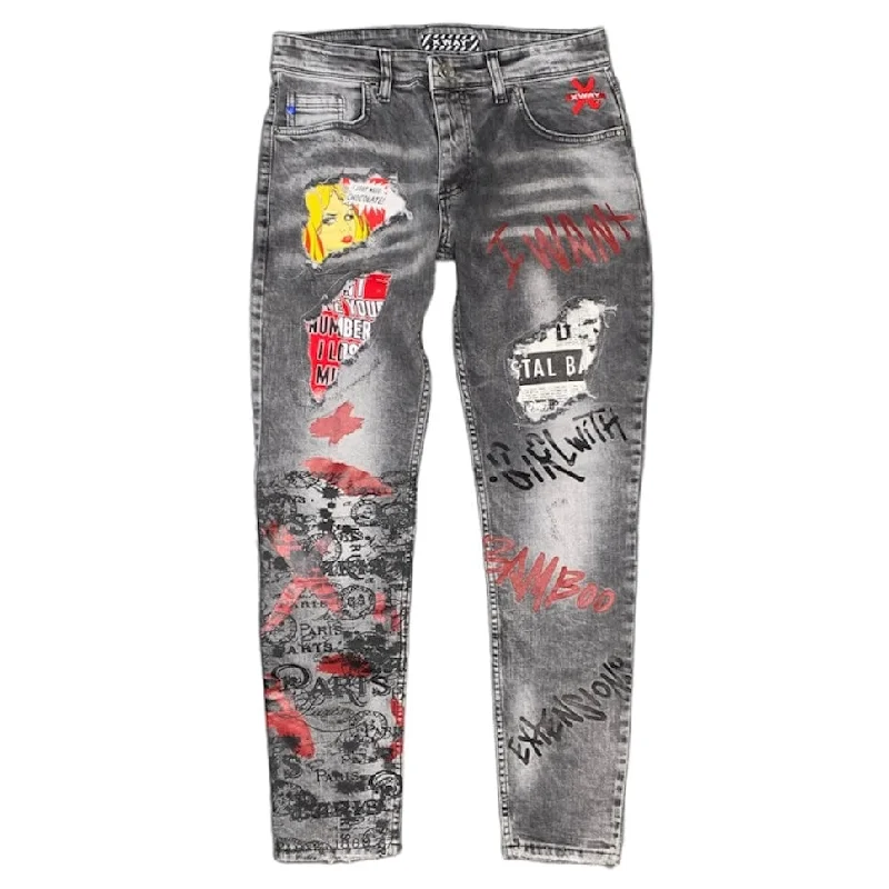 Stylish Men's Cargo PantsSernes X-Way Banksy Jean (Grey) - 6058