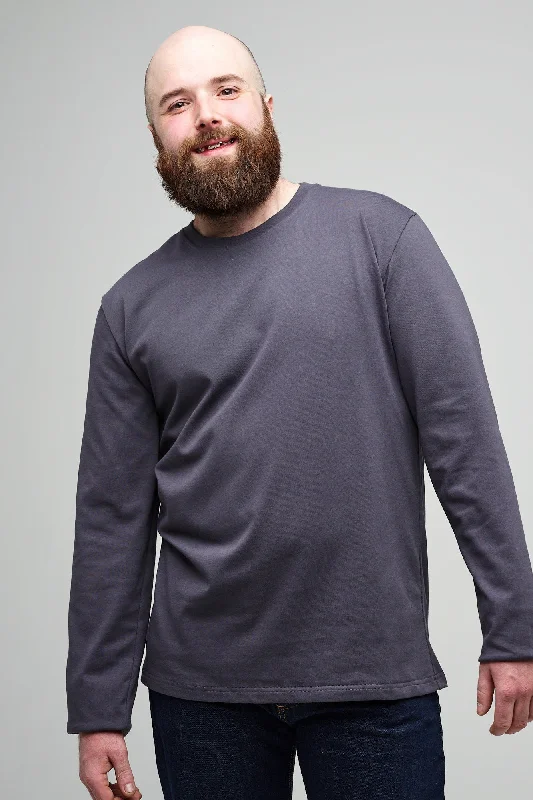 Men's Breathable Shirts for Warm ClimatesMen's Long Sleeve T Shirt - Slate Grey