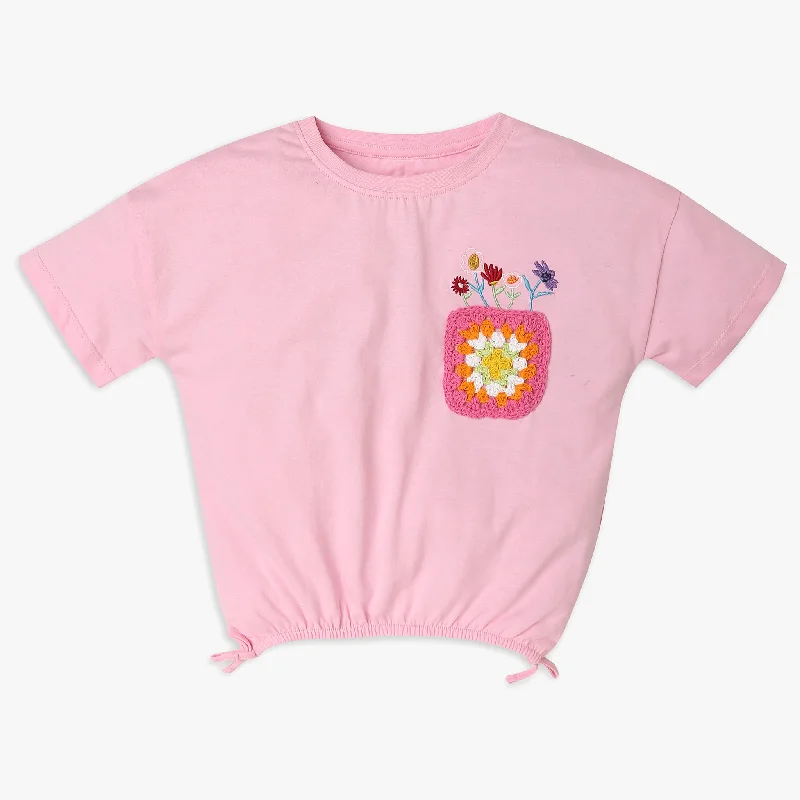 Men's Shirts with Short PlacketsGirls Boxy Fit Solid T-Shirt