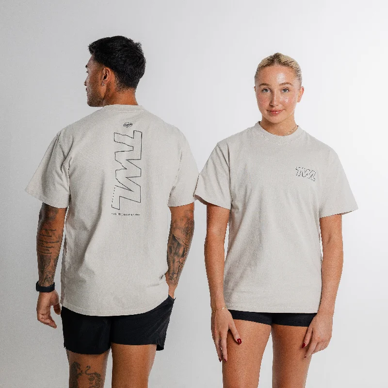 Men's Shirts with Checkered PatternsTWL - LIFESTYLE OVERSIZED T-SHIRT - FLEX - FADED WHITE