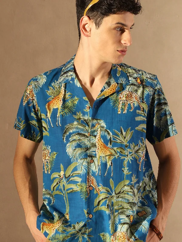 Men's Travel Shirts for Easy PackingLightweight Cotton Block Printed Shirt