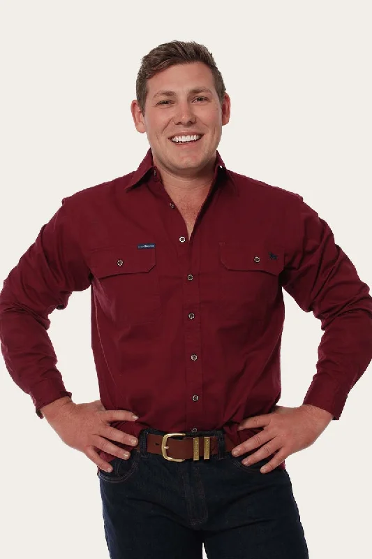 Men's Weekend Shirts for Leisurely OutingsKing River Mens Full Button Work Shirt - Burgundy