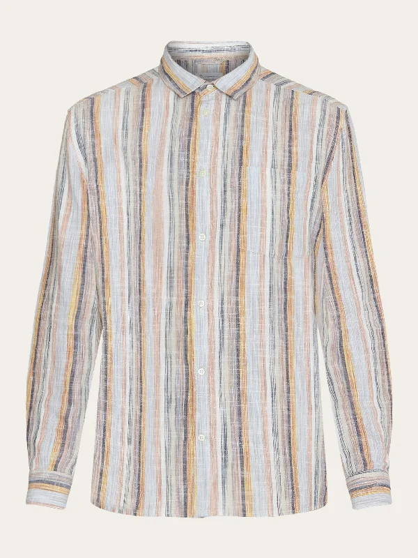 Men's Checkered Shirts for a Retro FeelLoose multicolored striped cotton shirt - GOTS/Vegan - Multi color stripe