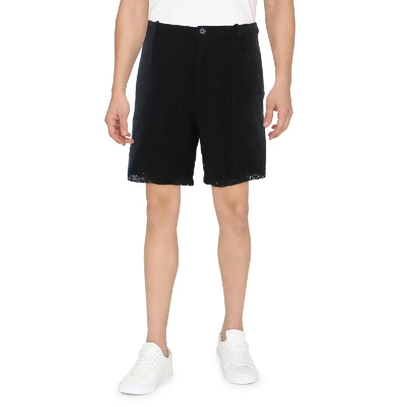 Men's Elastic-Waisted Pants for Easy MovementMens Lace Burnout Flat Front