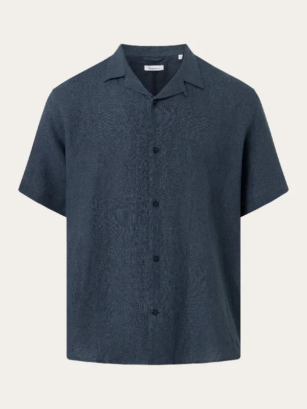 Men's Patterned Dress Shirts for a Unique TwistBox fit short sleeved linen shirt - Total Eclipse