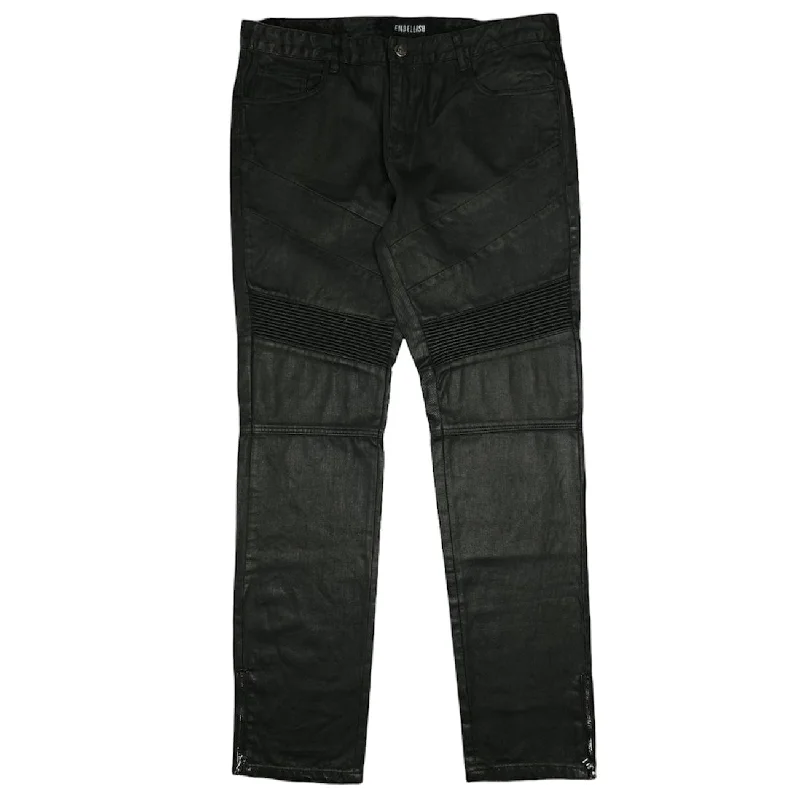 Men's Pants with Deep PocketsEmbellish Moto Jean (Black) - EMBF2-5