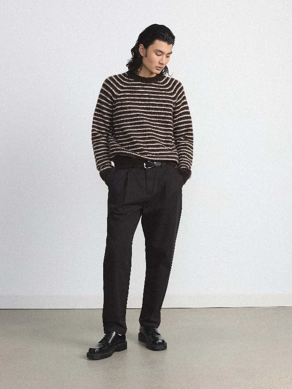 The Striped Fuzzy Sweater in Brown