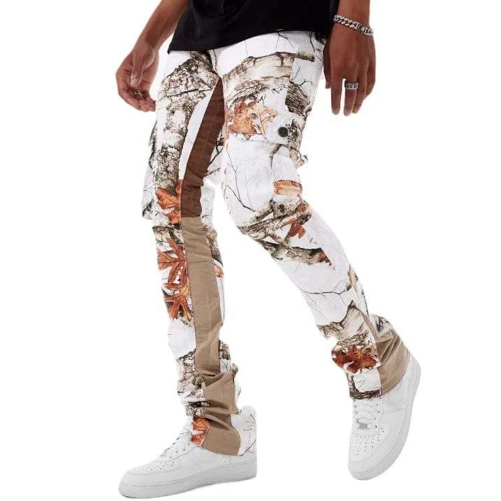 Men's Pants with Adjustable WaistbandsJordan Craig Martin Stacked Camo Cargo Denim (Snow Camo) JTF223C