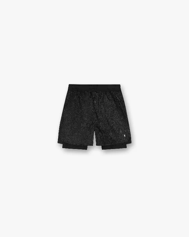 Men's Pants with Patchwork Patterns247 Contour 2-In-1 Run Shorts - Black