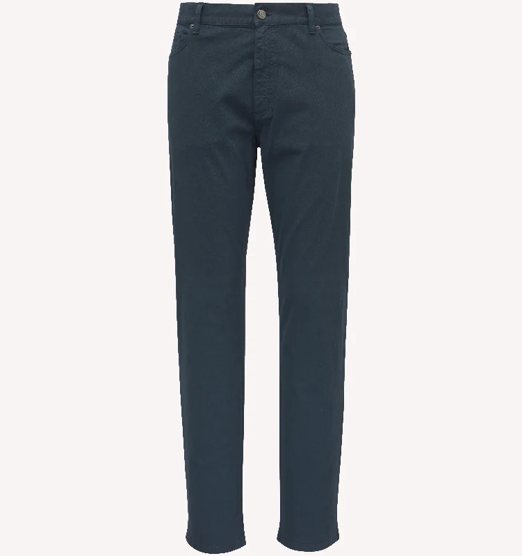 Men's Pants with Contrast WaistbandsZegna City 5-Pocket Jean in Teal