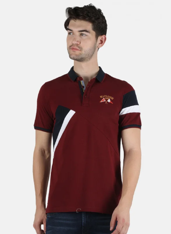 Men's Long-Sleeved ShirtsMen Maroon Plain T-Shirt