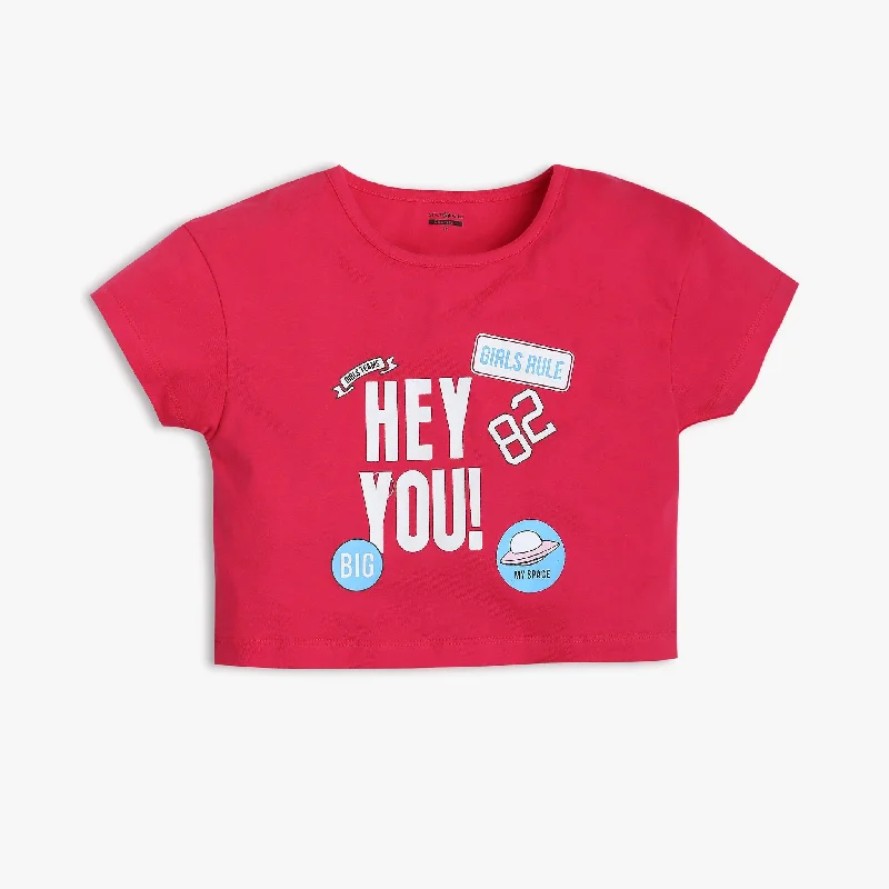 Men's Shirts with Hidden ButtonsGirl's Regular Fit Printed T-Shirt