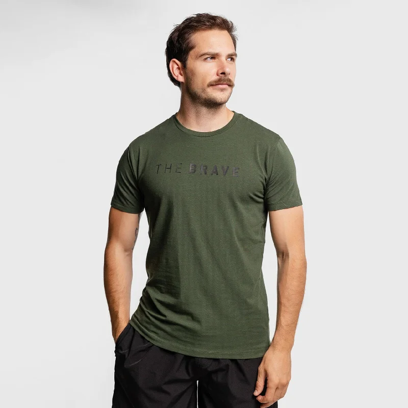 Men's Shirts with Geometric PatternsThe Brave - Men's Signature T-Shirt - DARK OLIVE