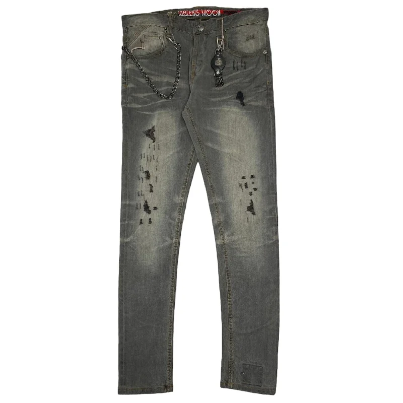 Men's Pants with Contrast Fabric PanelsSmugglers Moon Denim Jean (Grey) - SM-WB-5078