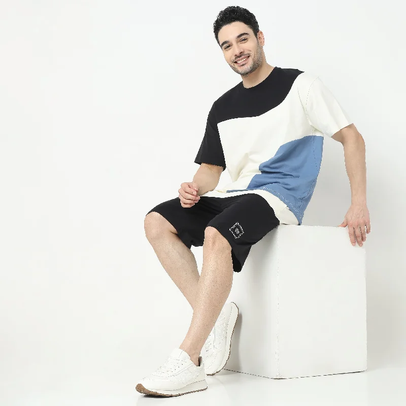 Men's Shirts with Raw-Edge HemlinesOversize Color Block T-Shirt