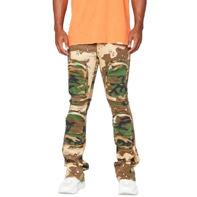 Men's Pants with Hidden ButtonsValabasas Dual Soldier Camp Stacked Flare Jean (Camo) VLBS2722
