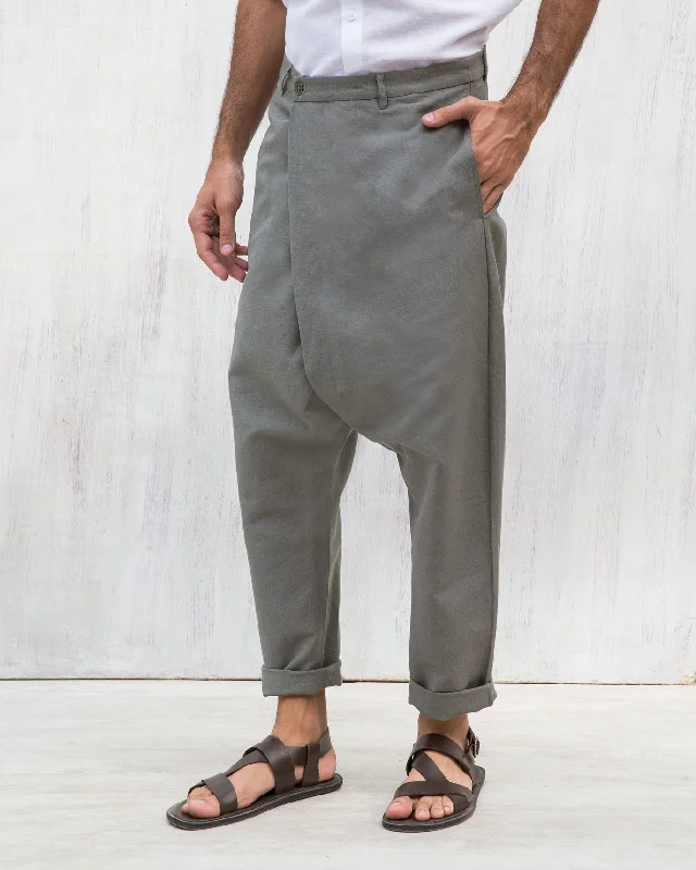 Men's Pants with Button-CuffsSlouchy Pants - Charcoal