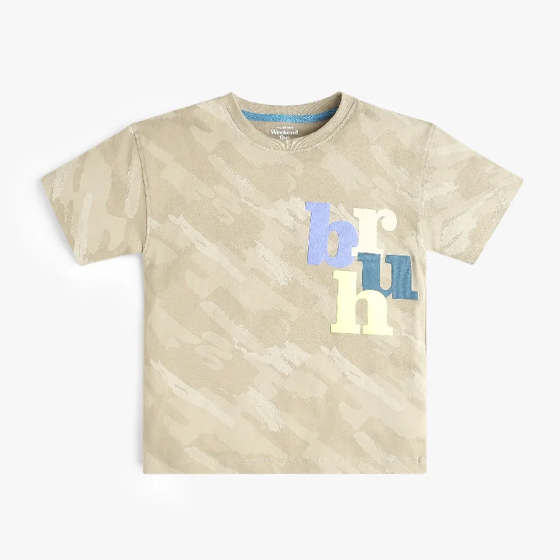 Men's Shirts with Floral PrintsBoys Printed Bruh Print T-Shirt