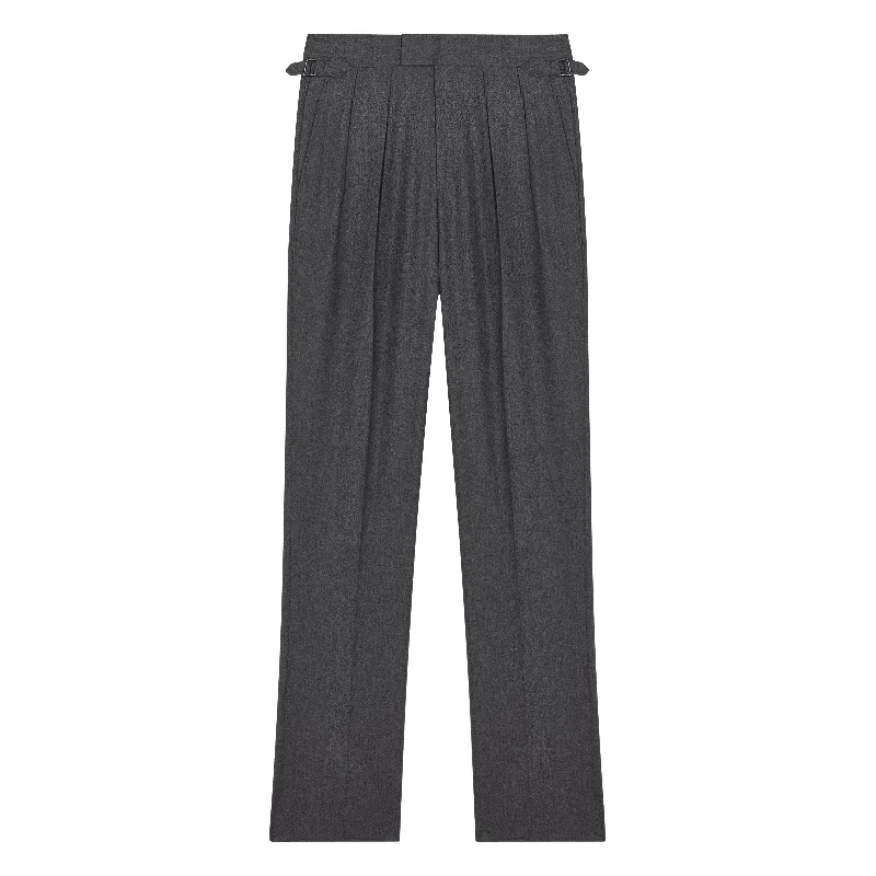Men's Zippered Pants for SecurityAleks Dark Grey Wool Flannel Trousers