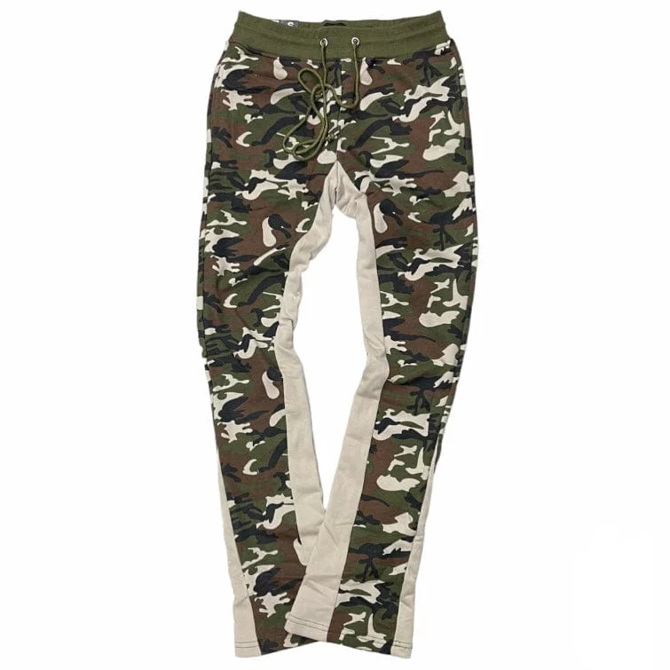 Men's Pants with SuspendersWaimea Stacked Flare Sweatpants (Green Camo) M5745