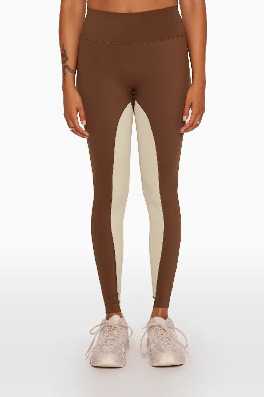 SPORTBODY® TWO TONE LEGGINGS - SADDLE