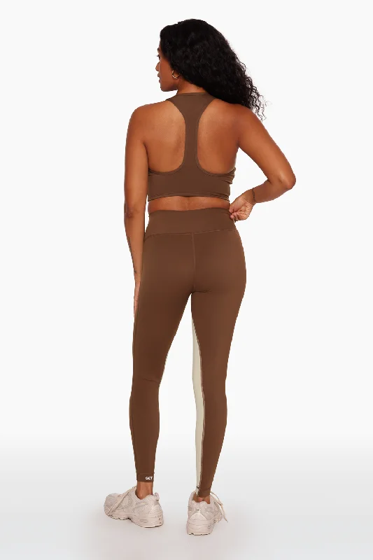 SPORTBODY® TWO TONE LEGGINGS - SADDLE