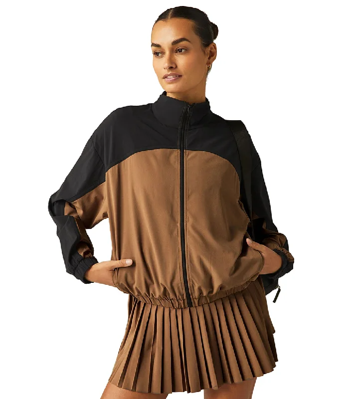 Beyond Yoga Colorblock Go Retro Jacket Deep Tan/ True Black