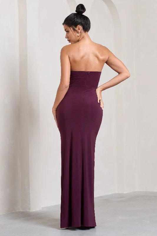 Dynamite | Plum Pleated Bodice Split Maxi Dress