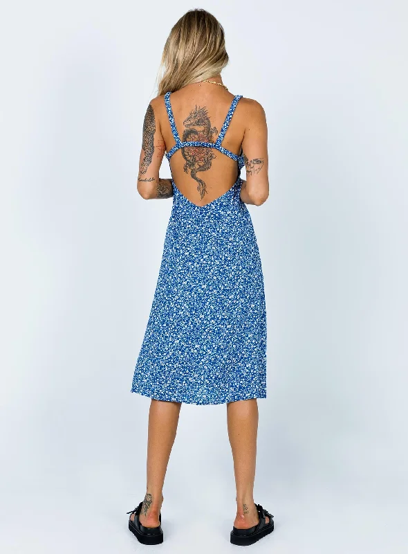 Georgia Midi Dress Navy Lower Impact