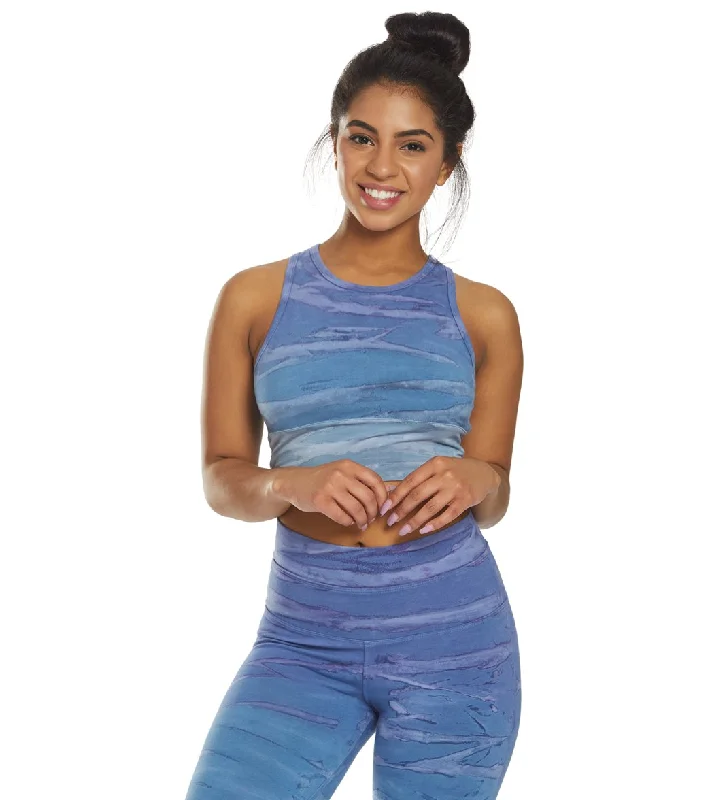 Hard Tail Wrap Back Yoga Crop Top Purple/Blue Rainbow Horizon