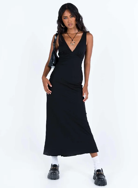 Nellie Maxi Dress Black Linen