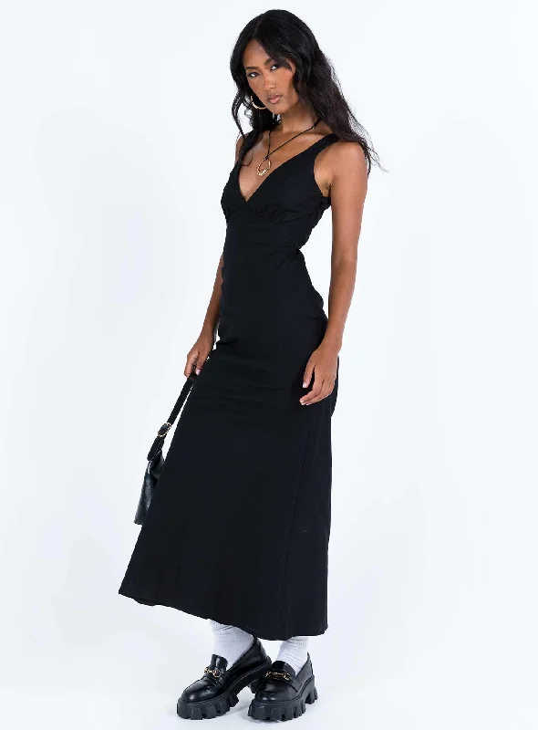 Nellie Maxi Dress Black Linen