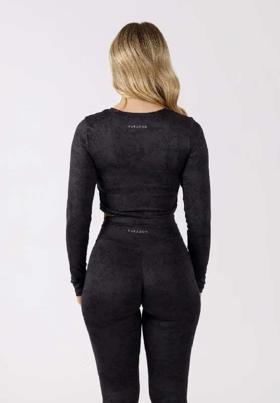 Reluna™ Long Sleeve Crop Obsidian