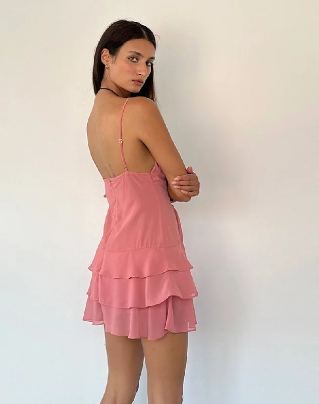 Riasi Mini Dress in Chiffon Blush