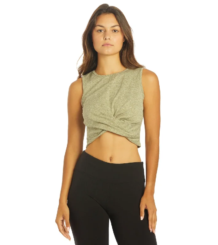 Zobha Melange Twist Crop Heather Oil Green