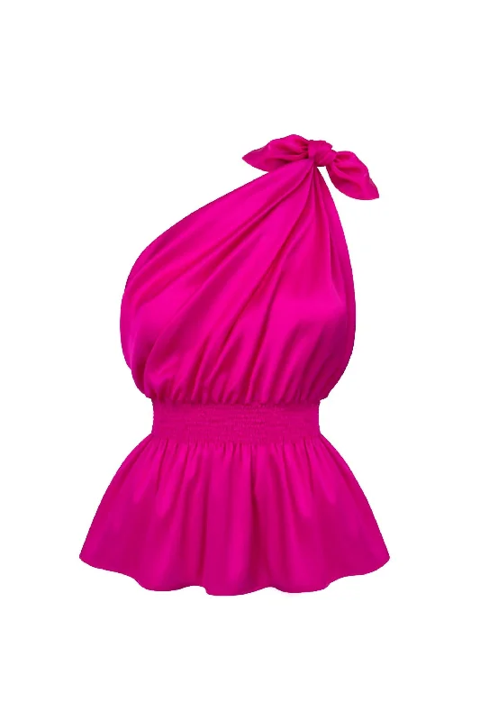 Demi Silk Top In Fuchsia