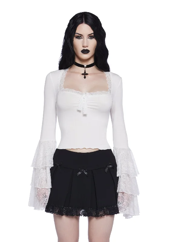 Haunted Grace Long Sleeve Top - White